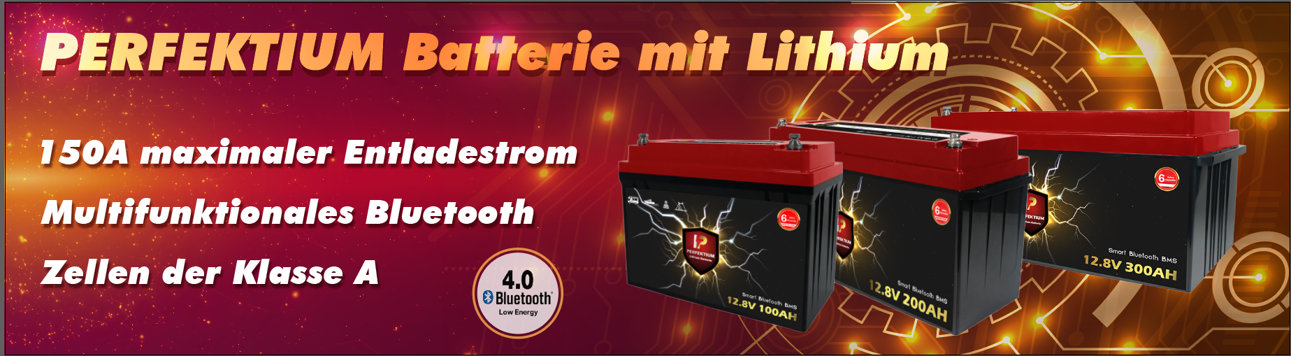 100AH Lithium Batterie 12V / 1,28KWh LiFePo4 mit integriertem  Batteriemanagement + App