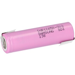 Samsung INR 18650 30Q Akku 3,7V Li-Ion 3000 mAh 15A mit Z Lötfahne