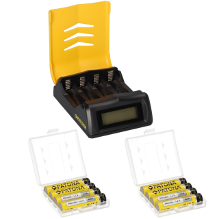 8x Micro AAA Akkus - Set mit Ladestation und Akku Batterien Premium Akkubox