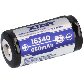 XTAR 16340 RCR123A 3,6V 650 mAh (geschützt) - 1,2 A