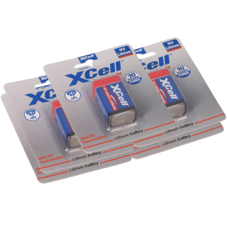 5x XCell Lithium 9V Block 1200 mAh 6AM6 im 1er Blister