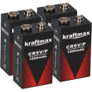 4x Kraftmax Lithium 9V Block Hochleistungs- Batterien...