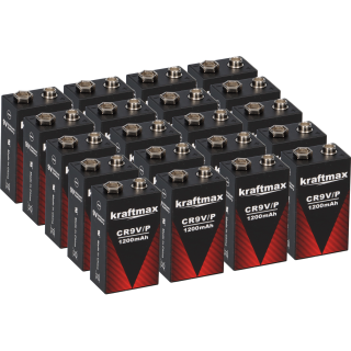 20x Kraftmax Lithium 9V Block Hochleistungs- Batterien für Rauchmelder Feuermelder