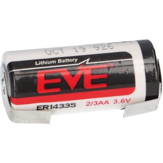 EVE Lithium Batterie ER14335 2/3AA 3.6V 1-2Ah LiMnO2 LF U