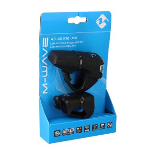 Fahrradleuchten-Set - M-WAVE Atlas K10 USB Akku