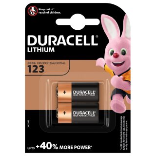 2x Duracell Photobatterie CR123A Ultra Lithium 3V 1400mAh