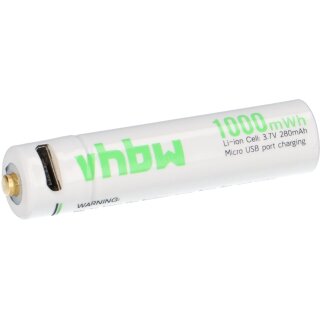 Akku AAA mit Micro USB Anschluss 3,7V 280mAh LiIon
