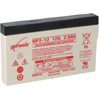 Genesis NP2-12 12V 2Ah Faston 4,8mm AGM Blei Akku