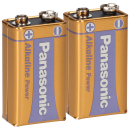 2x Panasonic 9V Block Alkaline Power 9V Batterie Blister