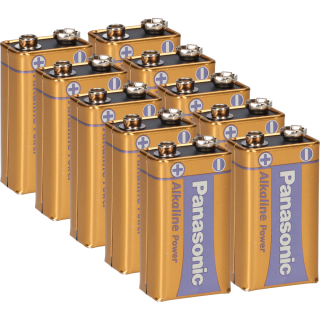 10x Panasonic 9V Block Alkaline Power 9V Batterie Blister