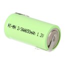 Akku-Zelle 1,2V 650mAh Ni-MH – 2/3AA, Lötfahne, Z-Lötfahne