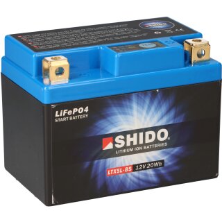 Shido LiFePO4 LTX5L-BS 12V Lithium Motorradbatterie