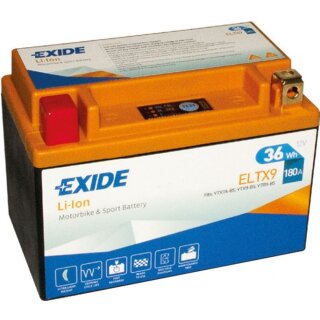 Exide ELTX9 12V 3Ah Lithium Motorradbatterie 180A LiIon