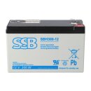 SSB Blei Akku SBH 300-12 AGM Batterie 6,3mm Faston - 12V 8,5Ah 277W