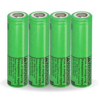 4x LG INR18650 MJ1 3,7V 3500mAh 10A unprotected flat Top