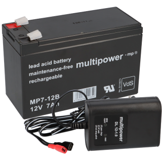 Multipower Blei-Akku MP7-12B Pb 12V 7Ah + Ladegerät