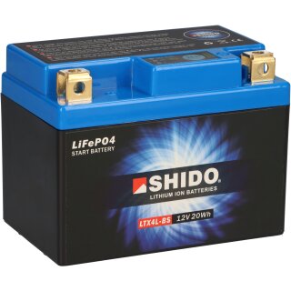 Shido LiFePO4 LTX4L 12V 1,6Ah Lithium Motorradbatterie