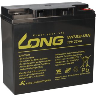 Kung Long WP22-12N 12V 22Ah Batterie AGM Blei Akku zyklisch