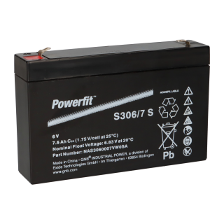 Exide Powerfit Bleiakku AGM 6V 7,5Ah S306/7 S