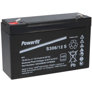 Exide Powerfit Bleiakku AGM 6V 12Ah S306/12 S