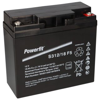 Exide Powerfit Bleiakku AGM 12V 18Ah S312/18 F5