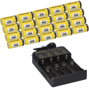 20x PATONA Li-Ion 3,7V Akku CR123A 700mAh 2,59Wh + Lader