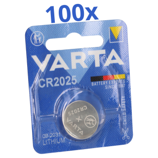 100 x VARTA CR 2025 Lithium-Knopfzelle 3V 1er Blister