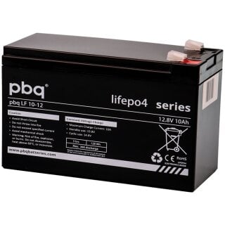pbq LiFePO4-Akku 12,8V 10Ah inkl. BMS Balancer Faston 6,3