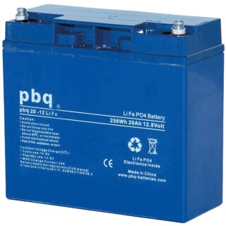 pbq LiFePO4-Akku 12,8V 20Ah inkl. BMS Balancer M5 Innengewinde