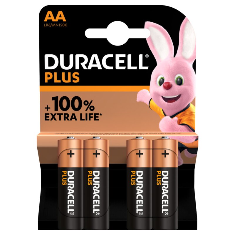 Duracell Plus 100, Einwegbatterie, AA, Alkali, 1,5 V, 4 Stück(e), Mehrfarbig - Bild 5