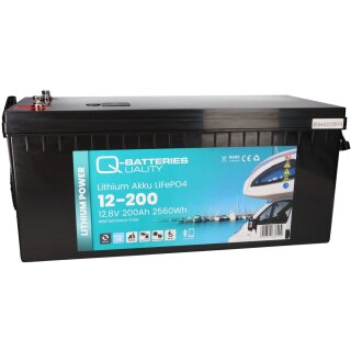 Q-Batteries LiFePO4 12,8V 200 Ah mit Victron Orion-Tr Smart 12/12-30A  Ladebooster