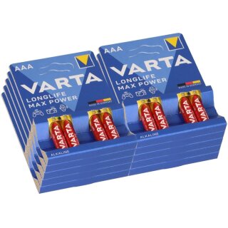 40x Varta 4703 Longlife Max Power Micro Batterie AAA 10x 4er Blister