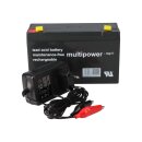 Set - lead battery and charger - 6v 12Ah Multipower battery 0,6a charger