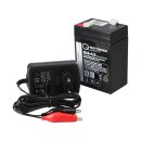 Set - lead battery and charger - 6v 4,5Ah Q-Batteries battery 0,6a charger