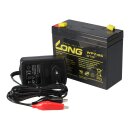 set - lead battery and charger - 6v 7Ah s KungLong battery 0.6a charger