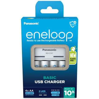 eneloop BQ-CC61 USB Charger inkl. 4x AA Akkus