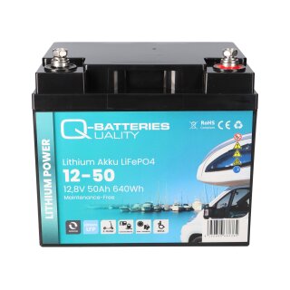 Q-Batteries Lithium Akku 12-50 12,8V 50Ah 640Wh LiFePO4 Batterie