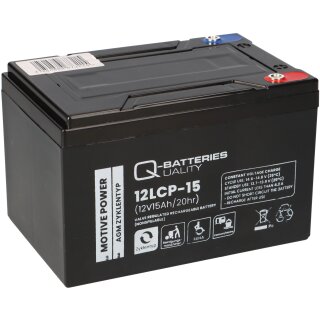 Q-Batteries 12LCP-15 12 V 15 Ah AGM Deep-Cycle-Akku