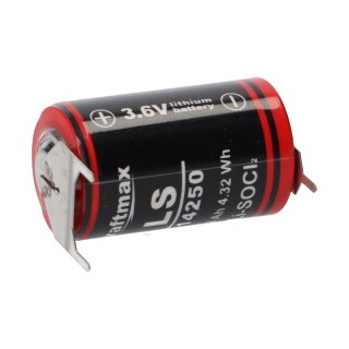 Kraftmax Li 3,6V Batterie mit Pins ++/- LS14250 1/2 AA