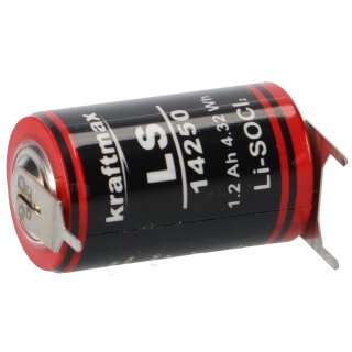 Kraftmax Li 3,6V Batterie mit Pins - -/+ LS14250 1/2 AA