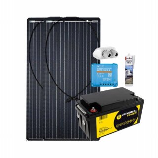 Wohnmobil Solar-Set 200W 78 Ah AGM Batterie Victron MPPT Solarladeregler Autark Paket