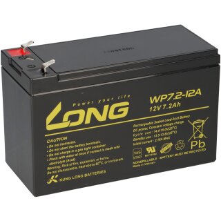 Kung Long VdS WP7.2 12A F1 12V 7,2 Ah Blei AGM Akku 4,8mm Faston