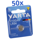 50x Varta Knopfzelle Electronics V 10 GA Alkaline 1,5 V 1er Blister