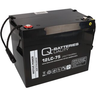 B-Ware Q-Batteries 12LC-75 / 12V - 77Ah Blei Akku Zyklentyp AGM - Deep Cycle VRLA