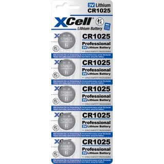 XCell Lithium-Knopfzelle CR1025 5er-Blister 3V/25mAh