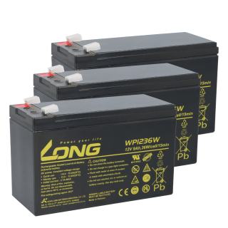 Ersatzakku-Set für Eaton 5P1550i Tower – ersetzt 7590116 – 2× 12 V 9 Ah AGM Hochstrom (WP-Serie), 6,3 mm Faston, 151×65×94 mm, wartungsfrei & auslaufsicher