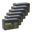 Ersatzakku-Set für Eaton 5PX 3000i RT2U/RT3U, ersetzt 7590116 – 6x Kung Long WP1236W 12V 9Ah AGM, Faston 6,3 mm, Blei‑Vlies wartungsfrei