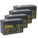 Akkusatz kompatibel zu Compaq-HP R1500XR – 4x Kung Long WP1236W 12V 9Ah AGM, VdS, 6,3 mm Faston, wartungsfrei, Hochstrom/Standby