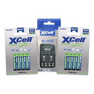 Ladegerät BC-X500 + 8x AAA XCell Rechargeable 1000 mAh