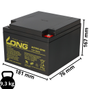 Kung Long Akku 12V 26Ah Pb Batterie Bleigel WP26-12NE zyklenfest